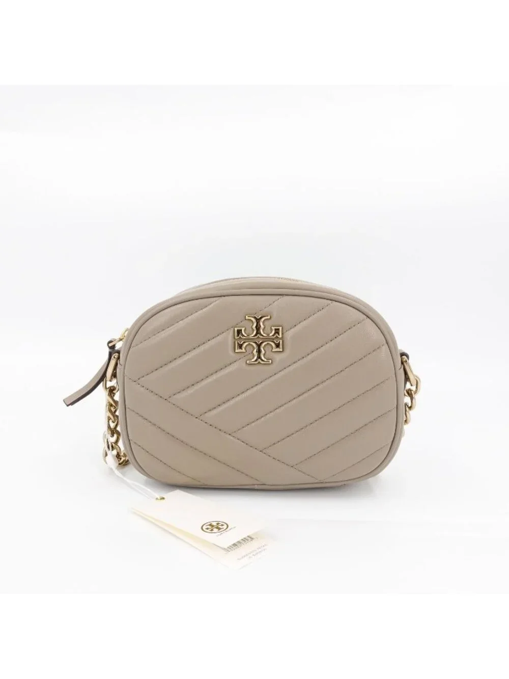 Tory Burch Kira Chevron Small Camera Crossbody Bag Classic Taupe OS